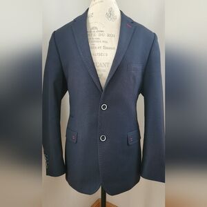 OZZANO Men's Navy Blazer With Red Details In Size L